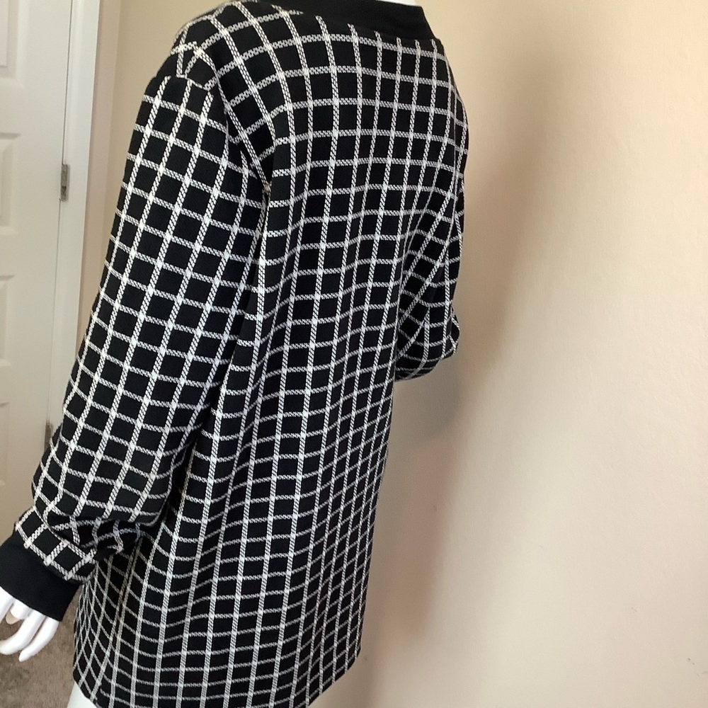 Sanctuary City Topper Window Pane Black and White Zip Up Coat - Picture 8 of 9
